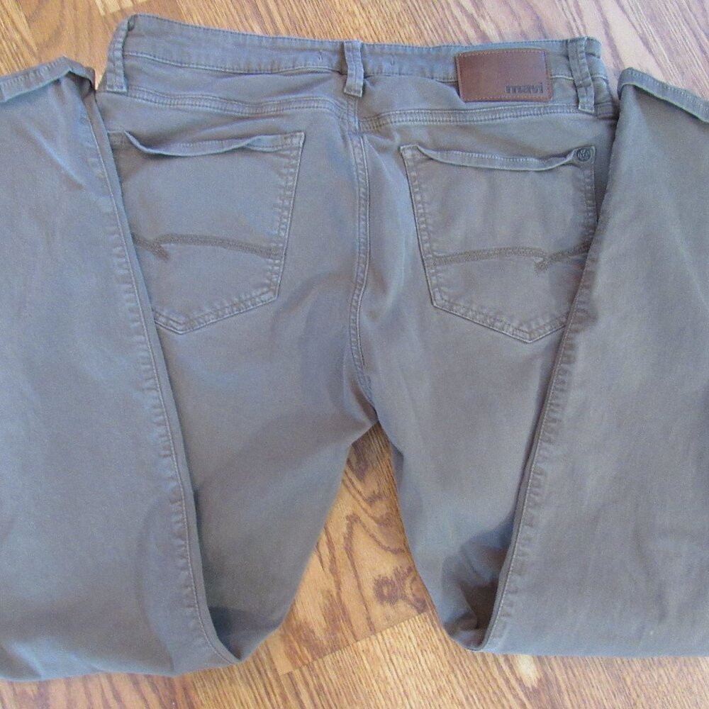 Mavi Zach Men's Jeans 35x32 Olive Green Stretch Cotton‎ Straight Leg Denim